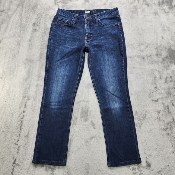 Lee Jeans Womens 6P PETITE Blue Regular Fit Mid Rise Straight Leg Stretch Denim - Picture 1 of 14